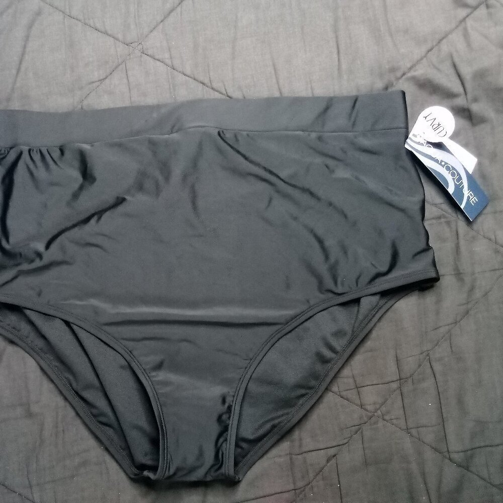 NWT Aqua Couture Banded High Waist Curvy Bikini Bottom Swim
